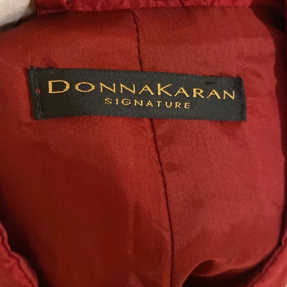 Donna Karan Red Puffer Jacket Quilted Stand-Up Collar size L - Picture 3 of 4